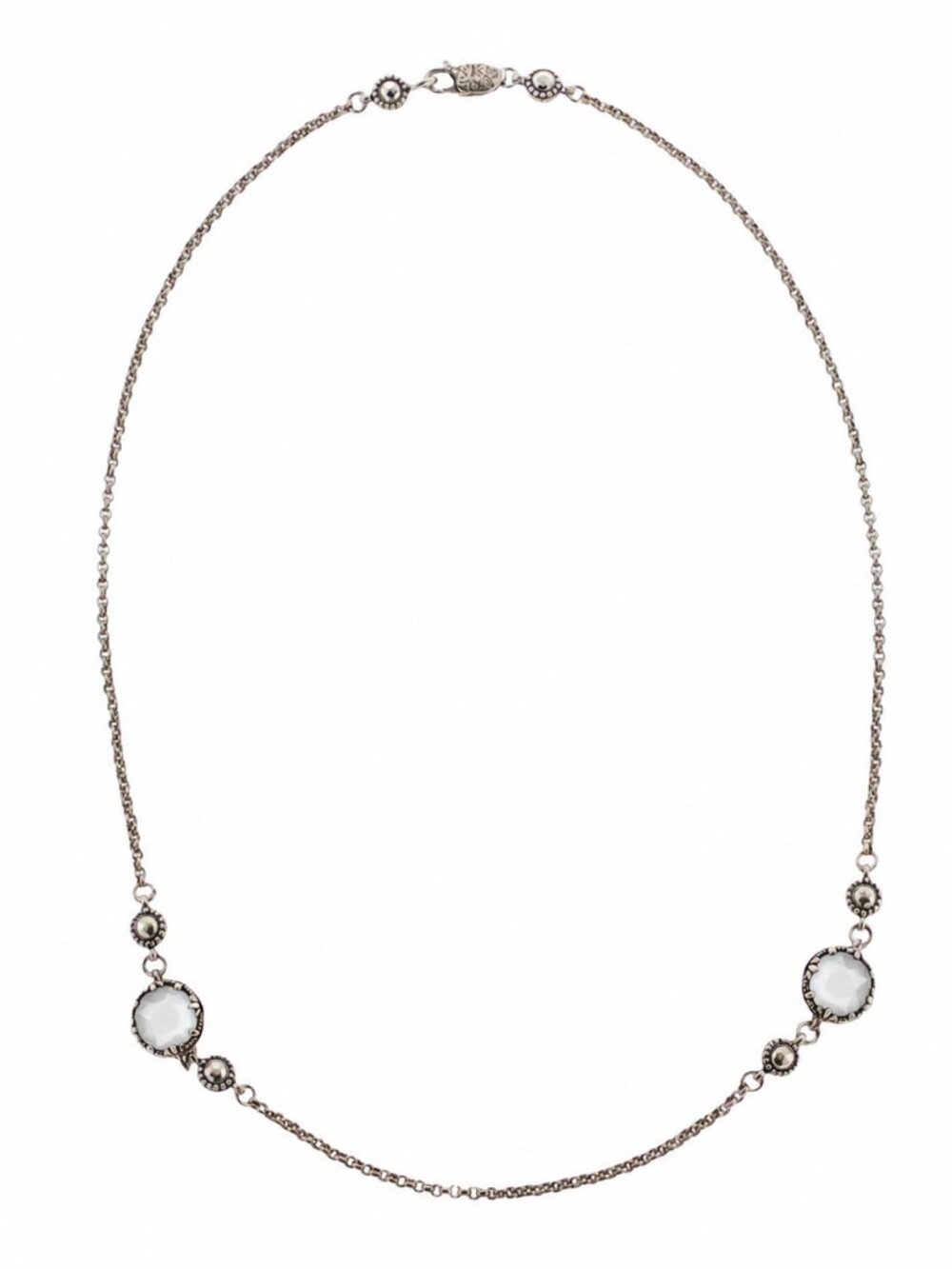 KONSTANTINO 925 Silver Gem K 2 Mother of Pearl Doublet Pendant Necklace 18"
